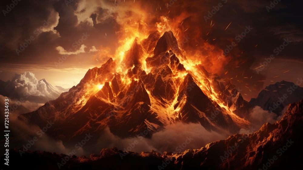 A mountain of flames