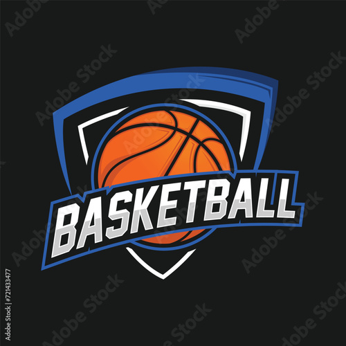 Basketball club logo, emblem, designs with ball. Sport badge vector illustration