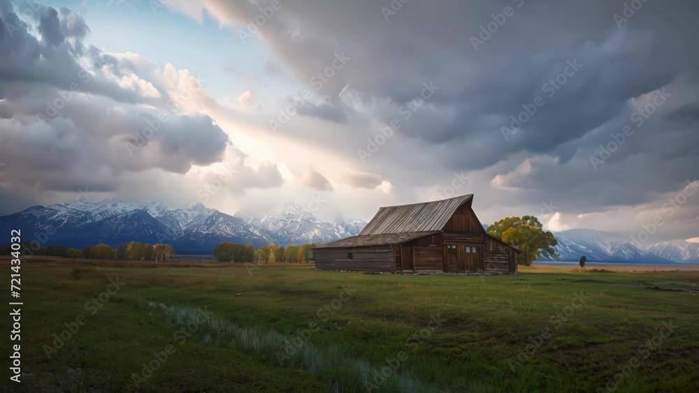 Rustic Solitude: An Old Western Barn Against a Backdrop of Teton Mountain Majesty at Dusk, Timelapse
Rustic Solitude: An Old Western Barn Against a Backdrop of Teton Mountain Majesty at Dusk, Timelapse