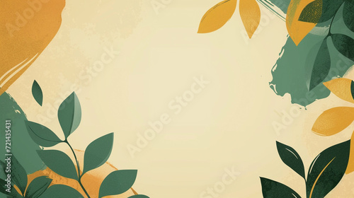 Mustard, sage, & forest green vintage background vector presentation design with copy space