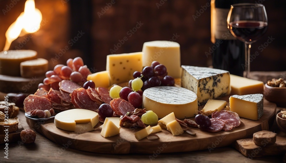 Artisan Cheese and Charcuterie Board, a lavish spread of artisan cheeses and charcuterie