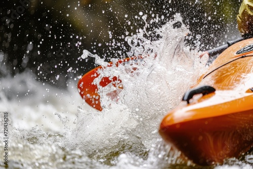 Thrilling Action: Capturing the Intensity of Water Splashing Against a Kayak © Arnolt