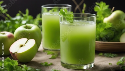  Celery and Apple Cleanse Juice, a glass of celery and apple juice, showcased in a tranquil