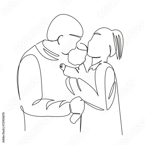 mom dad and baby in arms