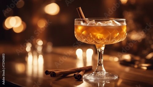 Cinnamon Gold Rush, a golden-hued cocktail with a cinnamon stick