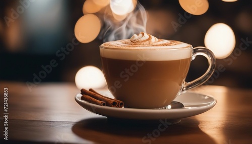 Cinnamon Spiced Latte, a warm, frothy latte dusted with cinnamon