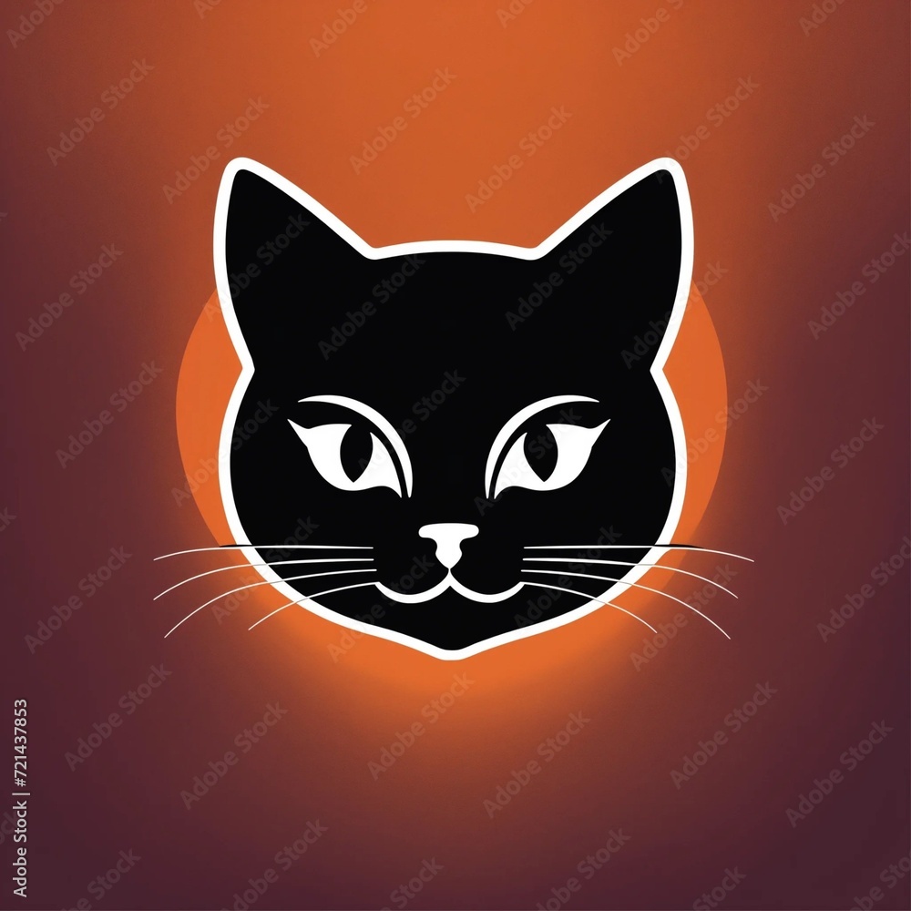 flat vector logo of cat