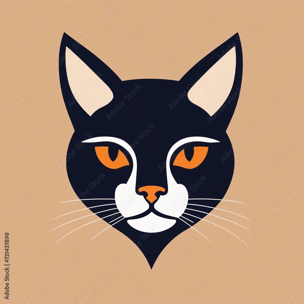 flat vector logo of cat