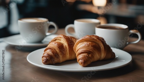 Gourmet Croissant and Coffee  a freshly baked croissant with a cup of coffee  showcased in a chic