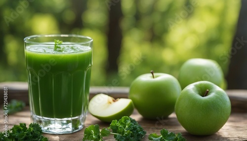 Green Detox Juice, a refreshing glass of green detox juice with kale and apple, presented in a calm