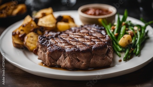 Grilled Ribeye Steak, a juicy grilled ribeye steak with sides, showcased in a classic
