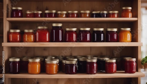 Homemade Jam Array, an assortment of homemade jam jars, the colors of strawberry, blueberry