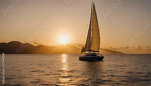  Sunrise Yachting in the Caribbean, a yacht sailing in the tranquil waters of the Caribbean 