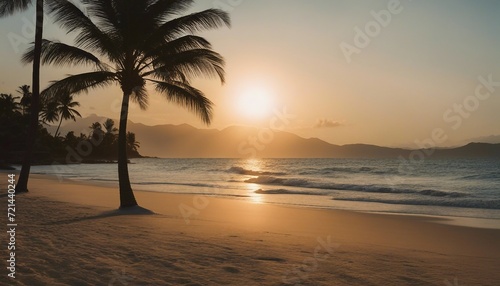 Tranquil Tropical Beach Sunrise  a serene sunrise over a pristine tropical beach