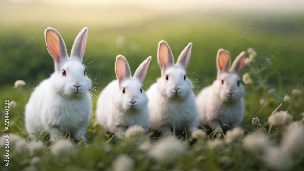 white rabbit on the grass