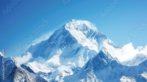 Berggipfel eines sehr massiven Gebirges mit Schnee und Eis sowie Gletscher als Naturwunder Generative AI © Imagecreator
