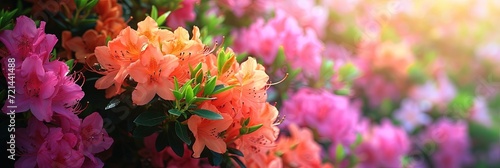 Colorful azalea flowers on panoramic banner © Brian