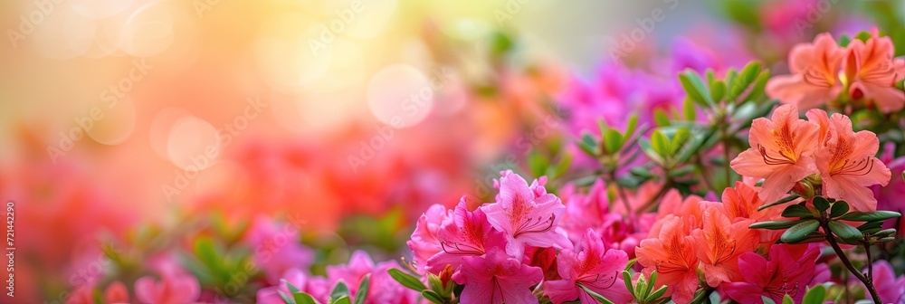 Colorful azaleas flowers blossoming in the spring daylight