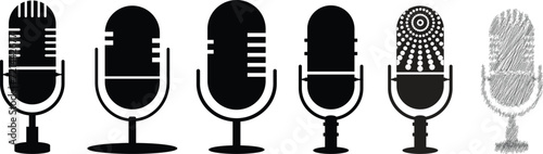 Microphone | Icons | set. variant Vector, Illustration | of high quality microphone icon, collection |  Different| Karaoke, mic | Podcast | modern flat style. web design and mobile app on png