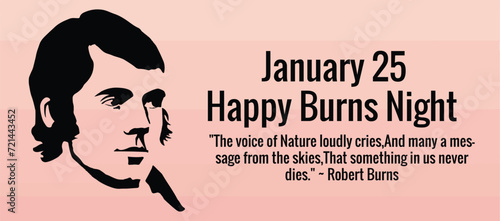 Robert Burns Night 25th January Scottish heritage festival. Vector vintage illustration