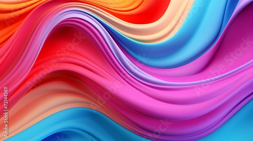 The backdrop features a wave pattern of multicolored colors and flowing liquid