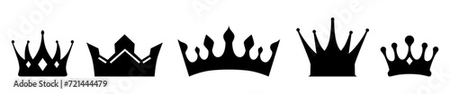 Set of black crown icons isolated on white background. Vector illustration

