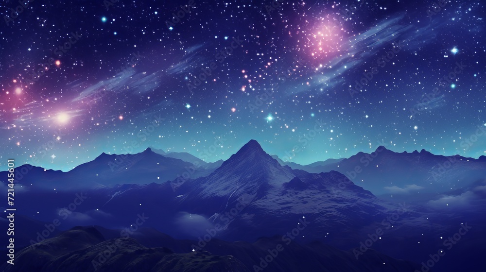 The galaxy nature aesthetic background features a starry sky and mountains that have been remixed into media.