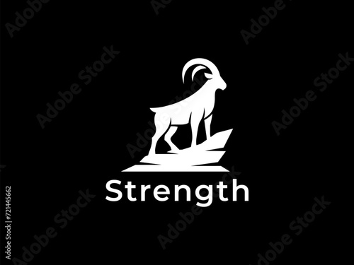 goat logo vector illustration. ibex goat mountain logo template	