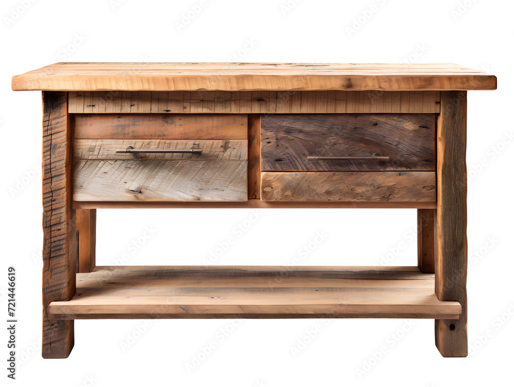 Reclaimed Wood Kitchen Island, isolated on a transparent or white background Reclaimed Wood Kitchen Island, isolated on a transparent or white background
