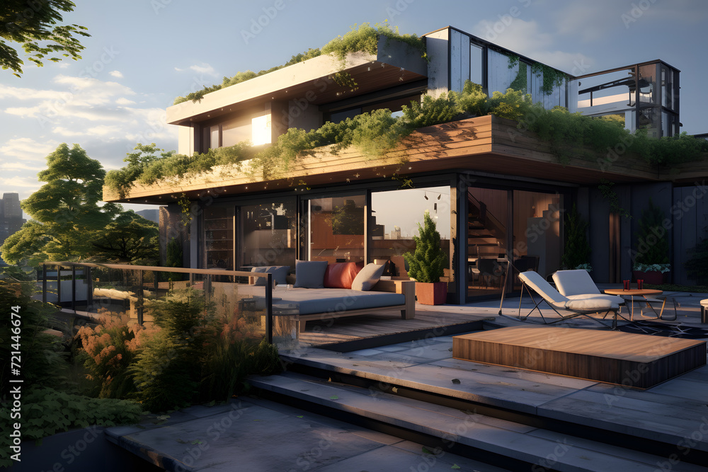 Urban House with a Rooftop Garden