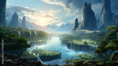 beautiful relaxing medieval inspired fantasy landscape