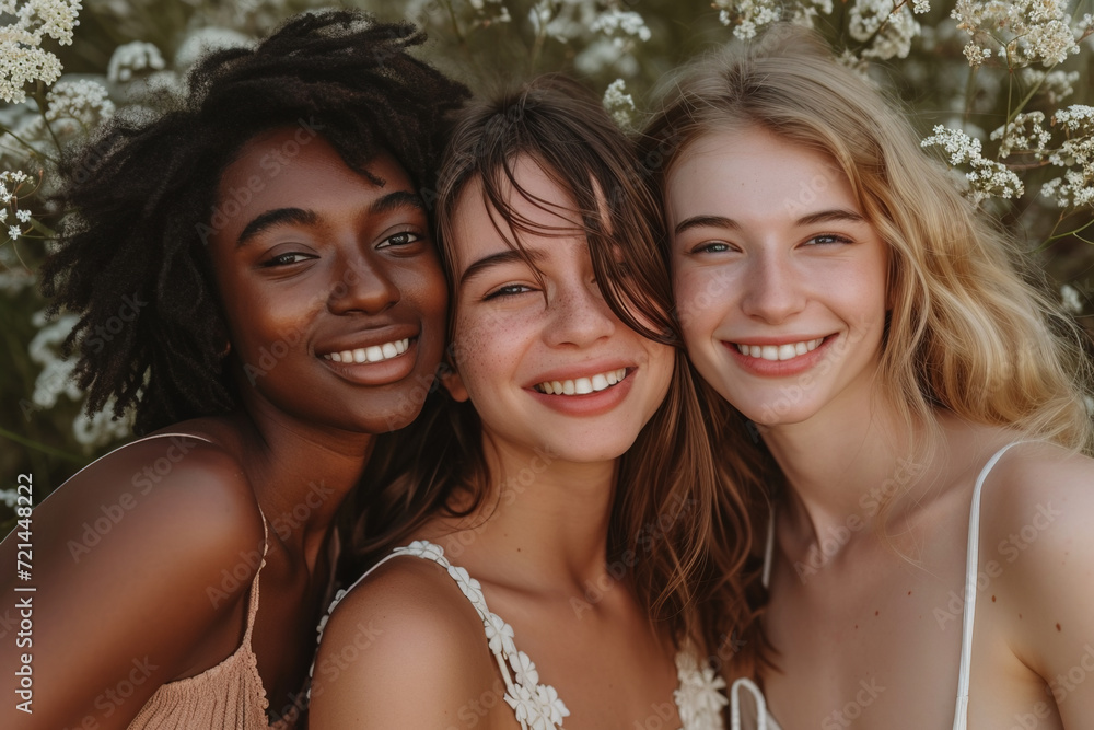Portrait of beautiful cheerful multiethnic women Portrait of beautiful cheerful multiethnic women