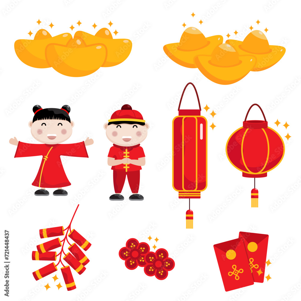 chinese new year decoration element set