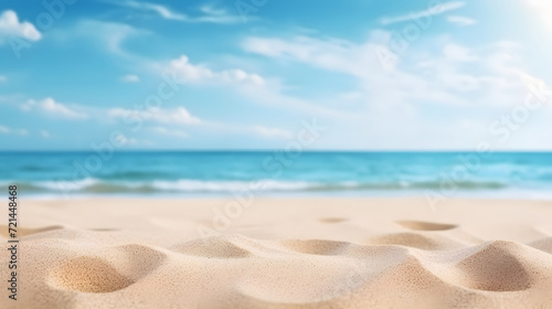 Beach sea sand and blue sky in summer day