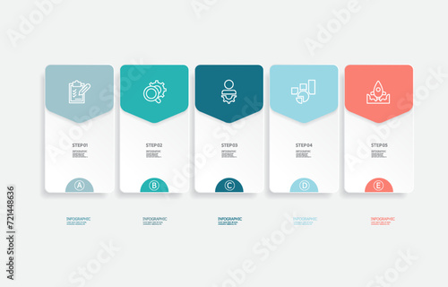 abstract timeline infographic element business data visualization steps report layout template background with business line icon 5 steps