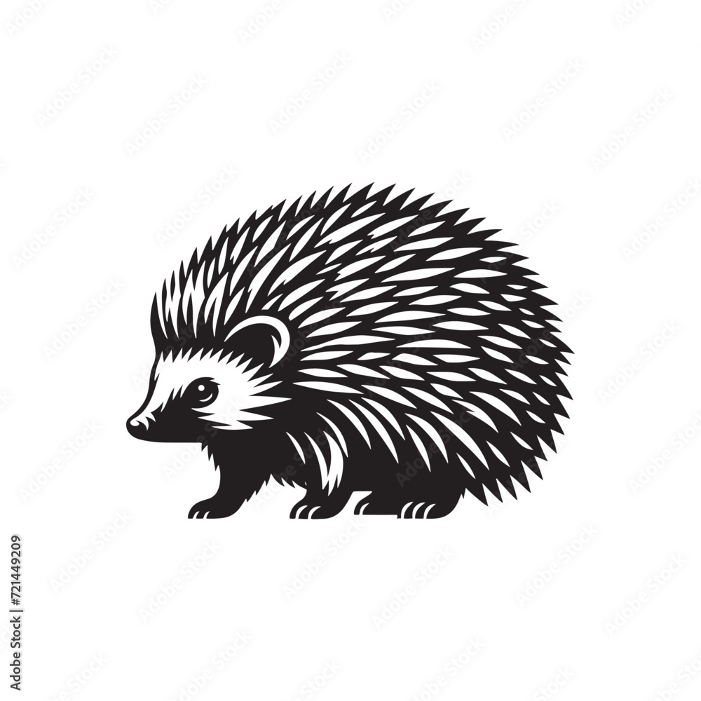 Naklejka premium Prickly Charm: A Collection of Hedgehog Silhouettes Celebrating the Adorable Elegance - Hedgehog Illustration - Hedgehog Vector