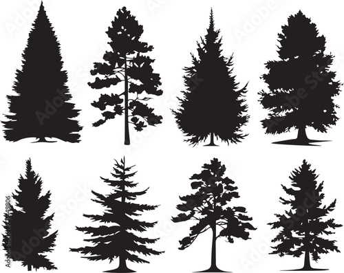 Set Trees. Hand drawn vector illustration