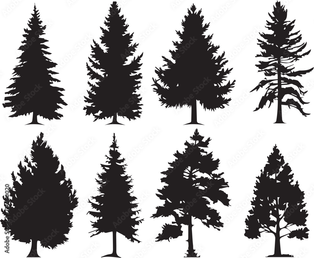 Set Trees. Hand drawn vector illustration Set Trees. Hand drawn vector illustration