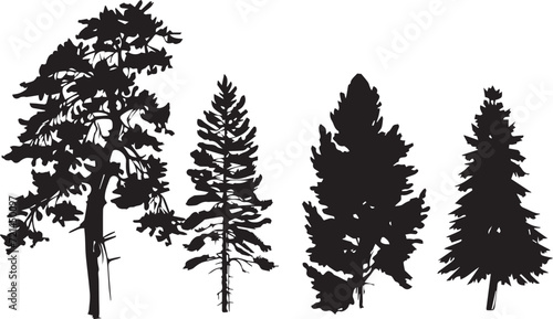 Set Trees. Hand drawn vector illustration