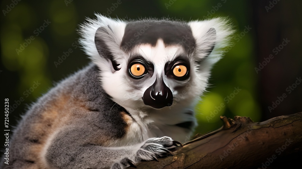 A picture of a ring-tailed lemur standing on a tree at the zoo. A picture of a ring-tailed lemur standing on a tree at the zoo.