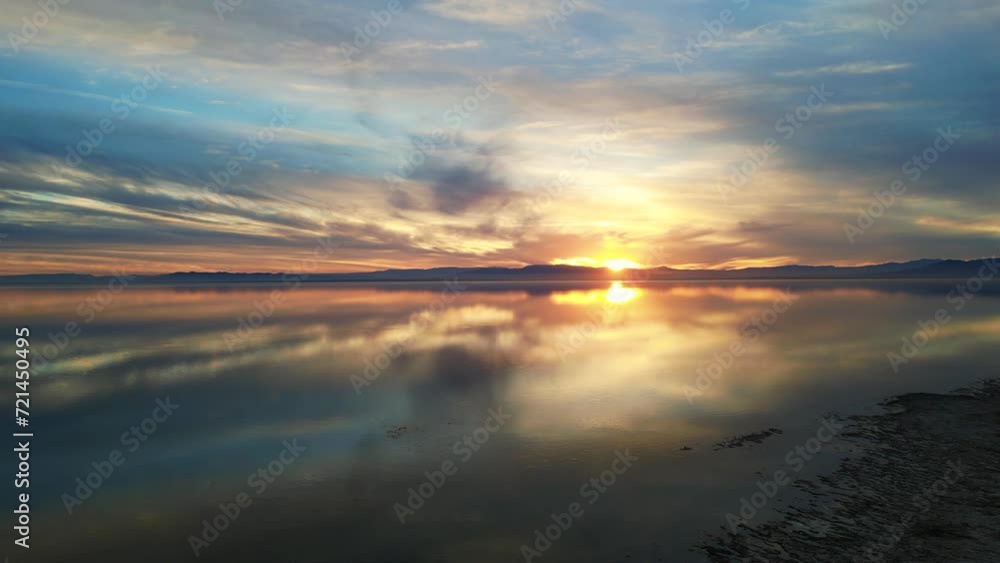 Sunset on Bombay Beach, California from a UAV Drone on the Shores of the Salton Sea Sunset on Bombay Beach, California from a UAV Drone on the Shores of the Salton Sea