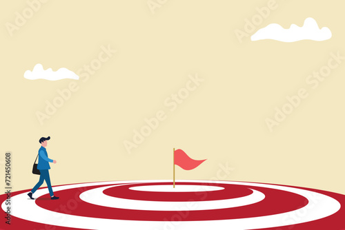 Businessman in the way to the goal or target. Business growth and improvement, target high profit, stock market and success