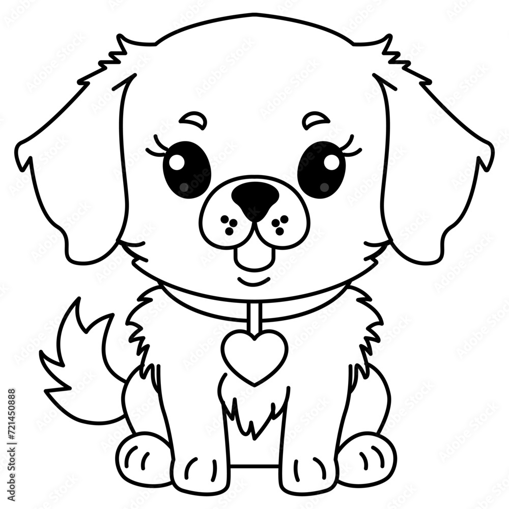 Funny dog and heart vector illustration. Cool dog puppy. Cartoon dog. Line art Funny dog and heart vector illustration. Cool dog puppy. Cartoon dog. Line art