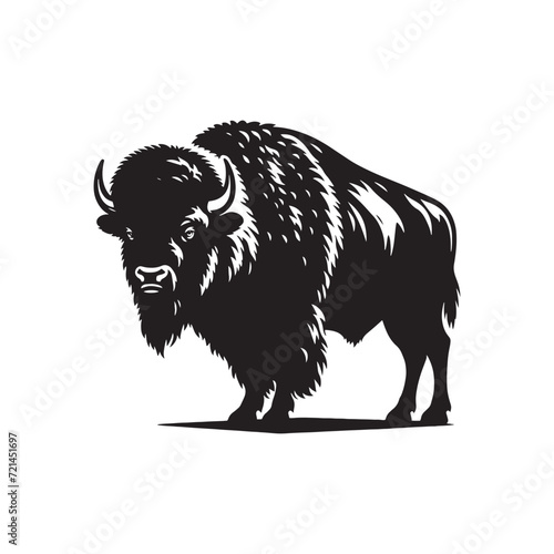 Dynamic Bison Impressions: A Display of Energetic Bison Silhouettes Conveying Strength and Vitality - Bison Silhouette - Bison Illustration - Bison Vector