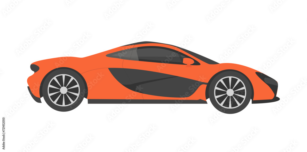 Naklejka premium Trendy Orange Sports Car Vector Illustration. 