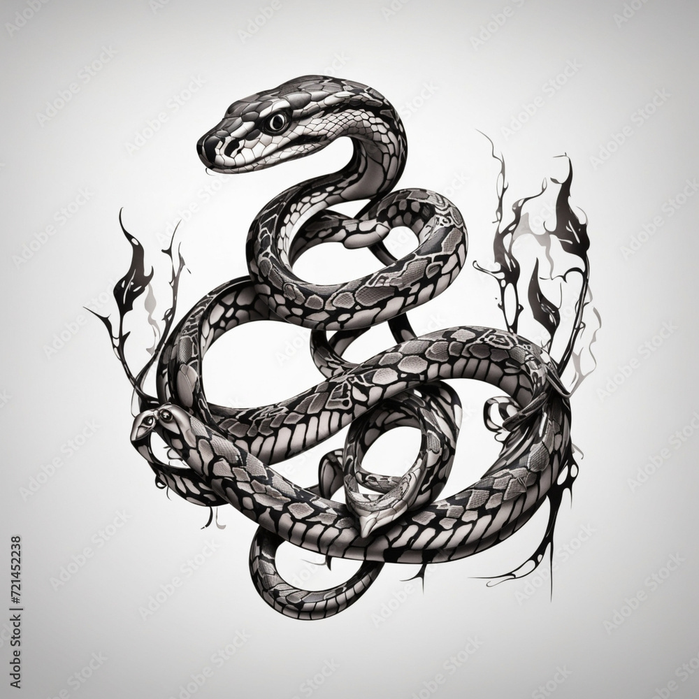 Snake tattoo isolated on a white background Snake tattoo isolated on a white background