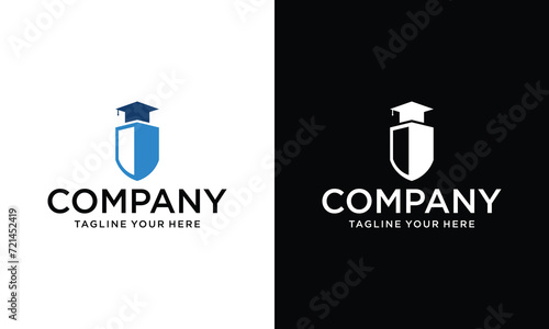 shield logo vector with graduation cap for education, school,academic,university and science, shielding symbol template