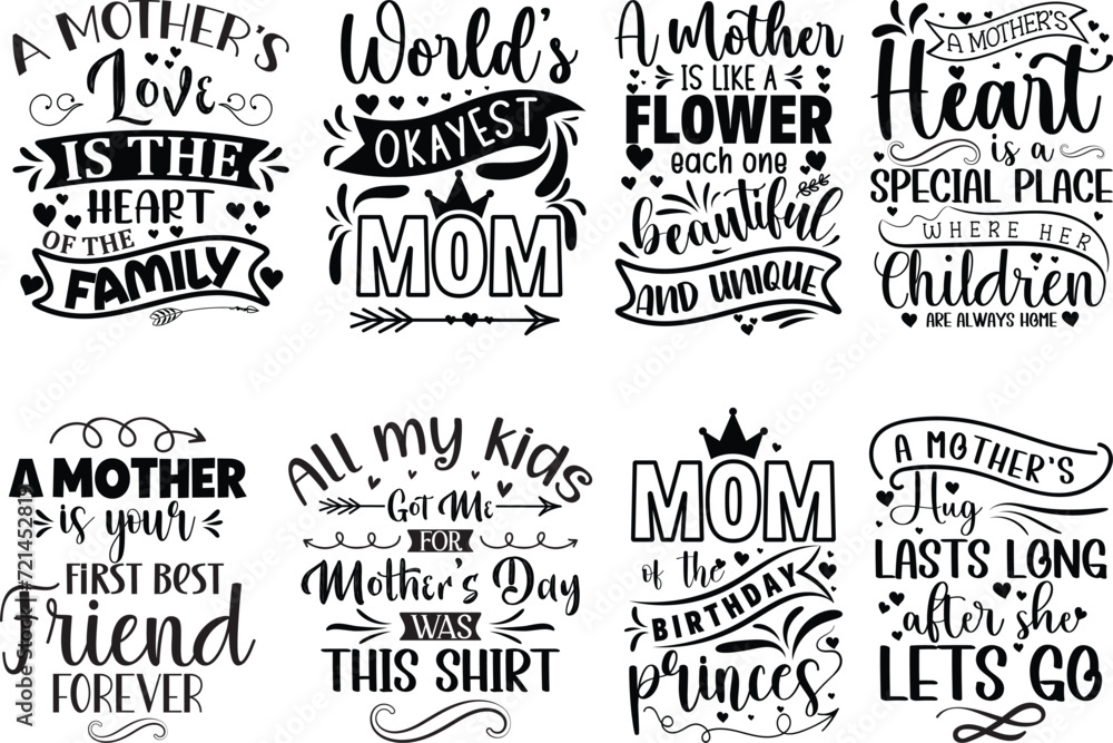 Funny Mother's Day Quotes Lettering Bundle. EPS-10 Funny Mother's Day Quotes Lettering Bundle. EPS-10