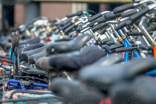 Bicycle Parking With Many Bicycles in Defocus