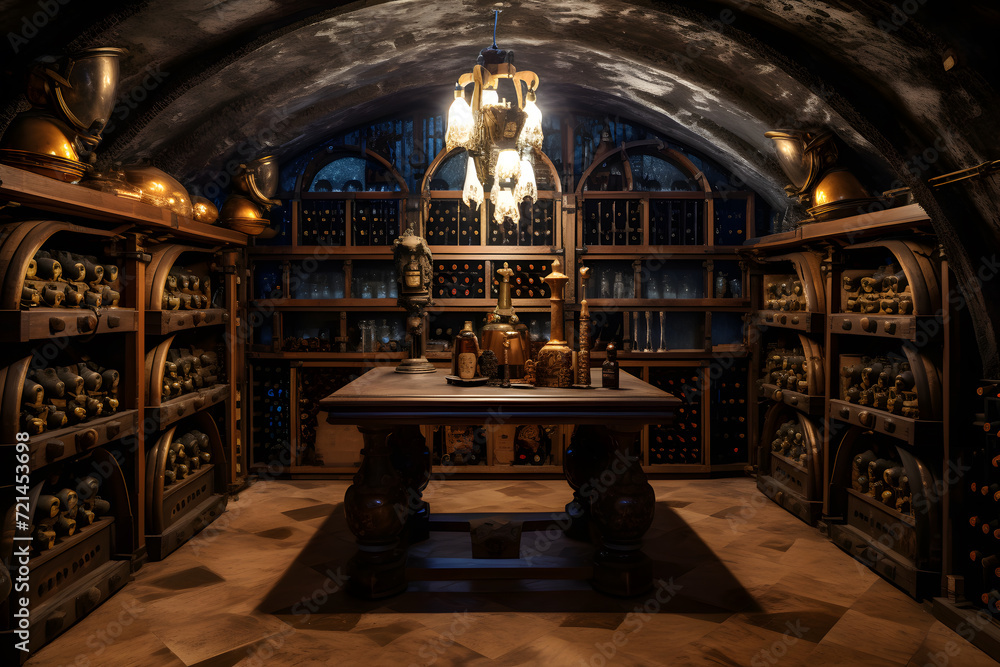 Obraz premium Wine Cellar with Rare and Vintage Bottles